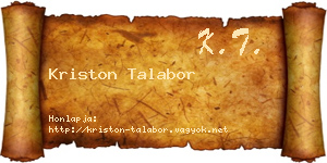 Kriston Talabor névjegykártya